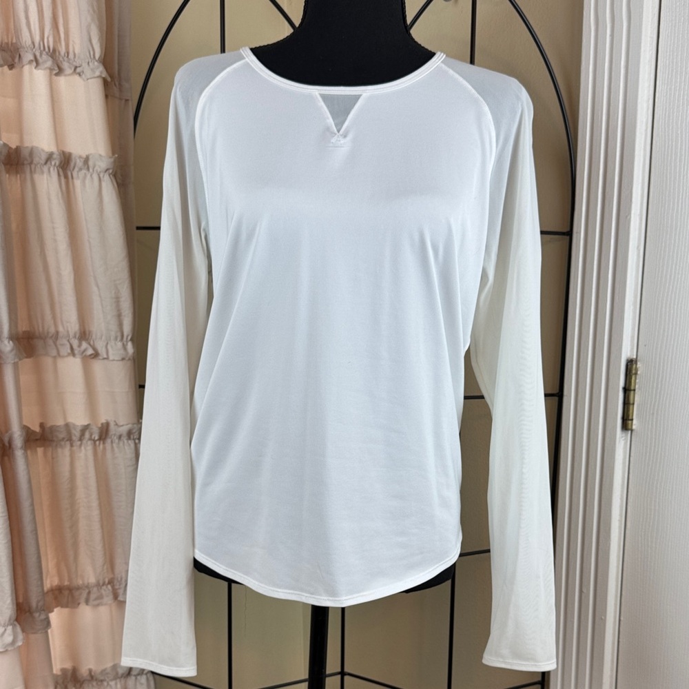 FILA Sport Split-Back Tie Long Sleeve Workout Yoga Shirt Tie Back Size Womens L